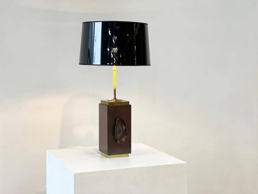 Vintage agate and brass table lamp